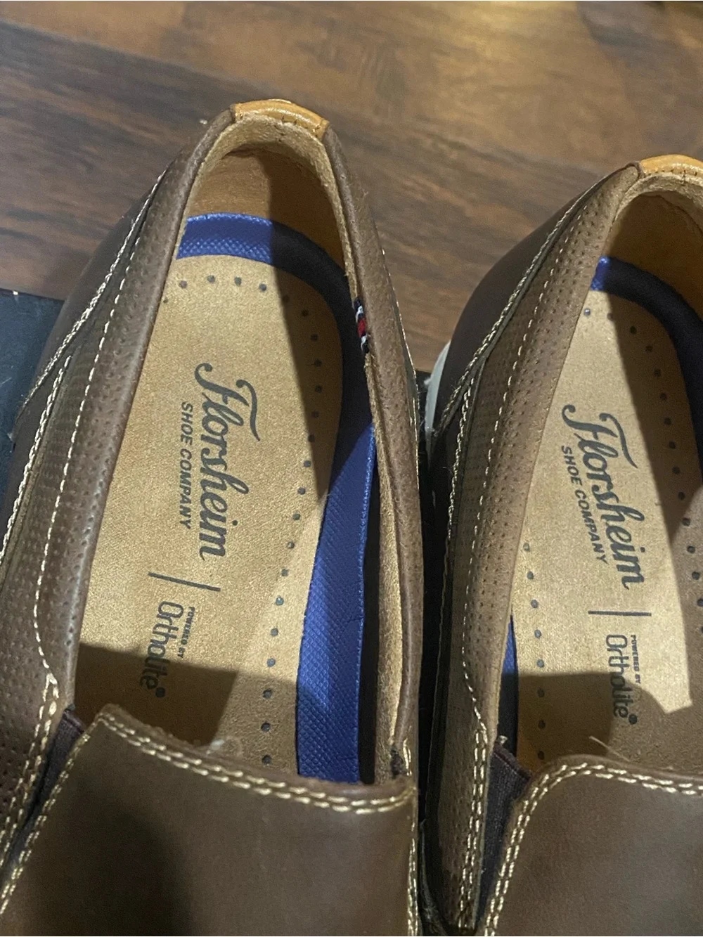 Florsheim Brown Leather Slip-On Moc Toe Loafers